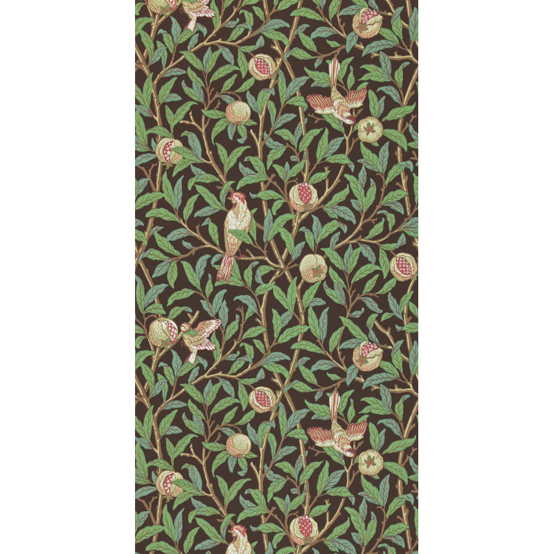 Bird & Pomegranate Wallpaper, Charcoal/Sage