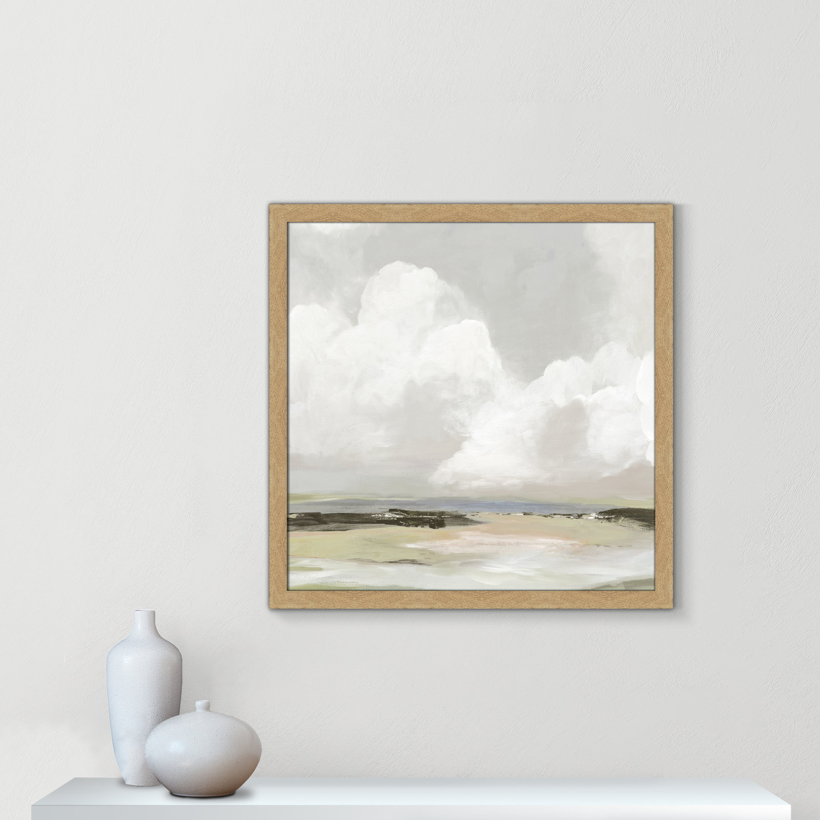 Weatherhill "Soft Clouds" Painting, 28.5" H x 28.5" W x 1.12" D, Natural Framed