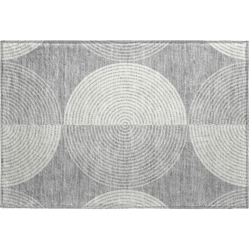 Premium Machine Washable Mayfield AMF2275 Geometric Rug, Gray, 1'8" x 2'6"