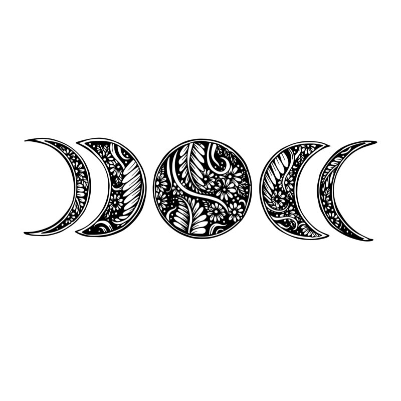 Adhésif décoratif lune mandala, Noir, H 10 po x l 34 po