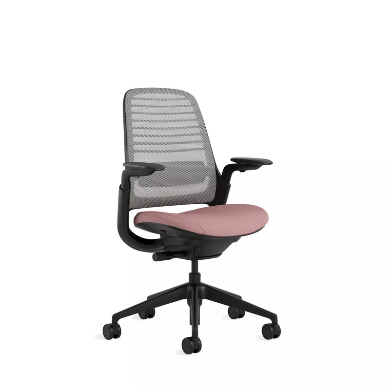 Steelcase Series 1 Task Chair, Pink Lemonade/Nickel, Black, Carpet