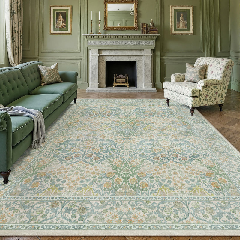 Alora Machine Washable Vintage Floral Area Rug With Non-Slip Backing, Rectangle 8' x 10'