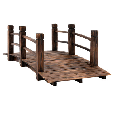 60" L X 26.5" W 19" H Fir Wood Garden Bridge, With For Appeal Bridge Side , 60"x26.5"x19", Adds Character To Gardens