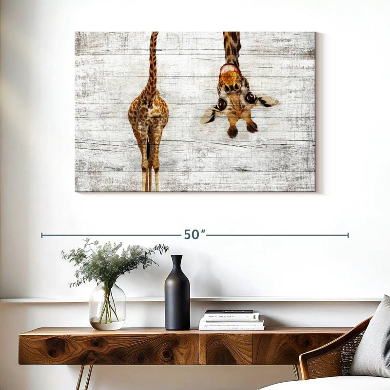 Girafe en bois, H 26 po x l 39 po