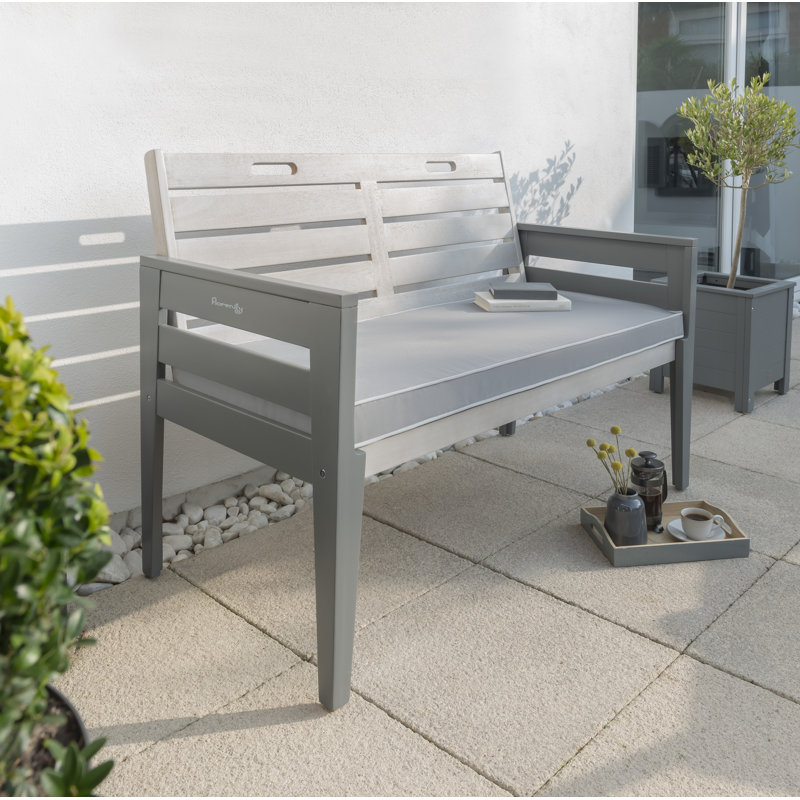 Lillie Solid Wood Eucalyptus Outdoor Bench, Grey, 85 cm H x 117 cm W x 62 cm D