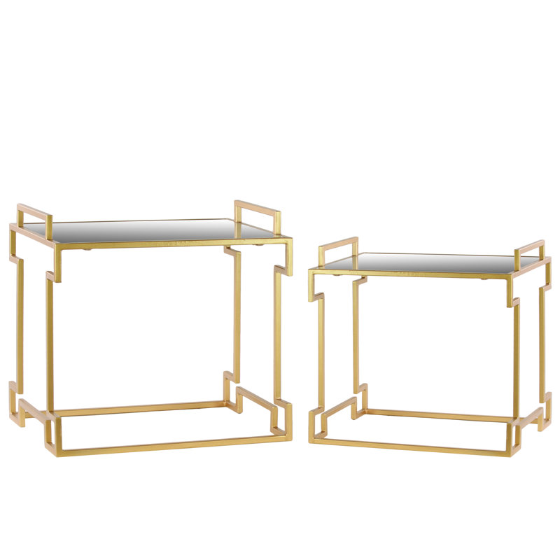 Blevens Mirrored Glass Top Nesting Tables, Gold