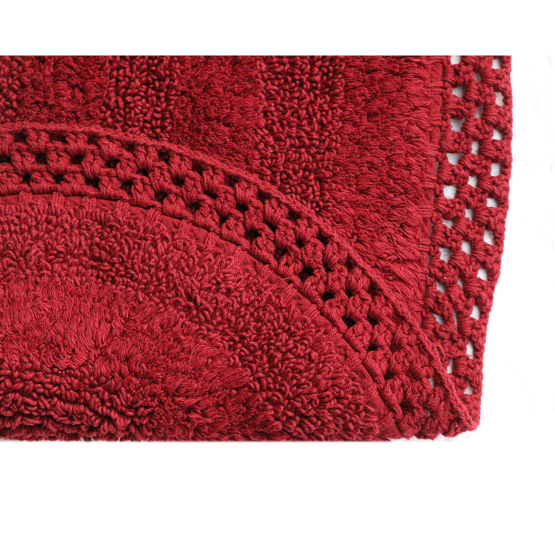 Adiraica 100% Cotton Bath Rug, Wine Red