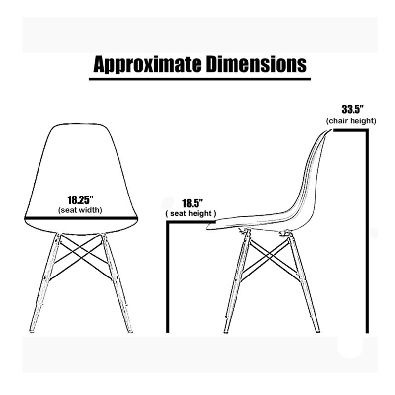 Mid Country Modern Molded Shell Designer Assemble Plastic Chair Side No Arms Wheels Armless Wooden Eiffel for Dining Room Bedroom Kitchen