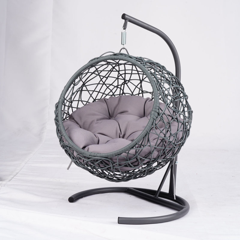 Lit à balançoire pour chat avec support et coussin, chaise à œuf pour chat avec apparence d'osier en rotin, lit à balançoire suspendu pour chats, petits chiens et petits animaux