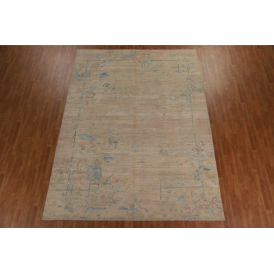 Tapis oriental Oushak à teinture végétale noué à la main 9 x 12