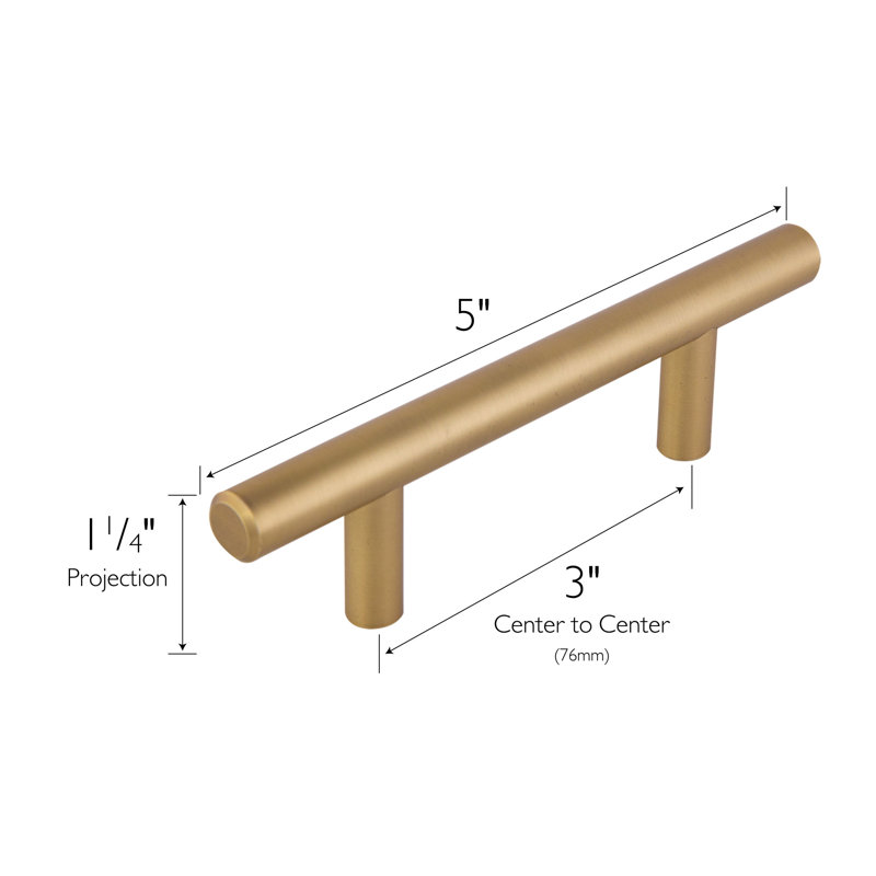 5-Inch Brushed Brass Modern Cabinet Bar Pulls, Set of 10
