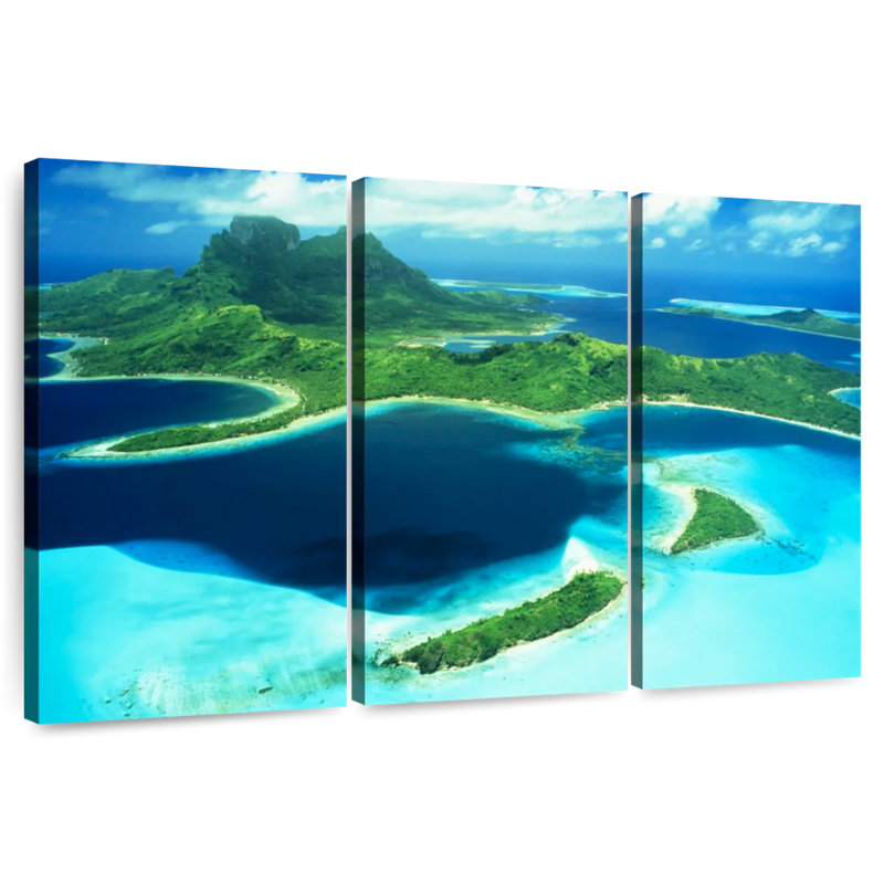 Gillard Bora Bora vue d'en haut, H 32 po x l 50 po