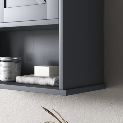 Bathroom Cabinet, Grey Wall Mounted With Open Shelf And Adjustable Compartments Storage Vibe Configurations For Effective Organization
