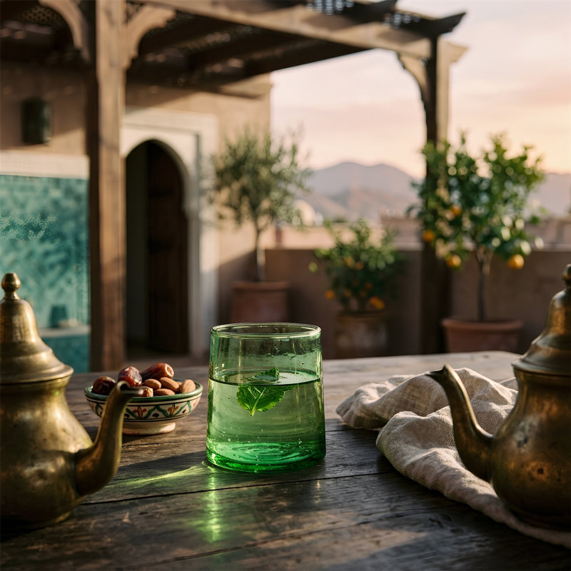 3x Merzouga Recycled Glass Tealight Candle Holders - By Nicola Spring, Green