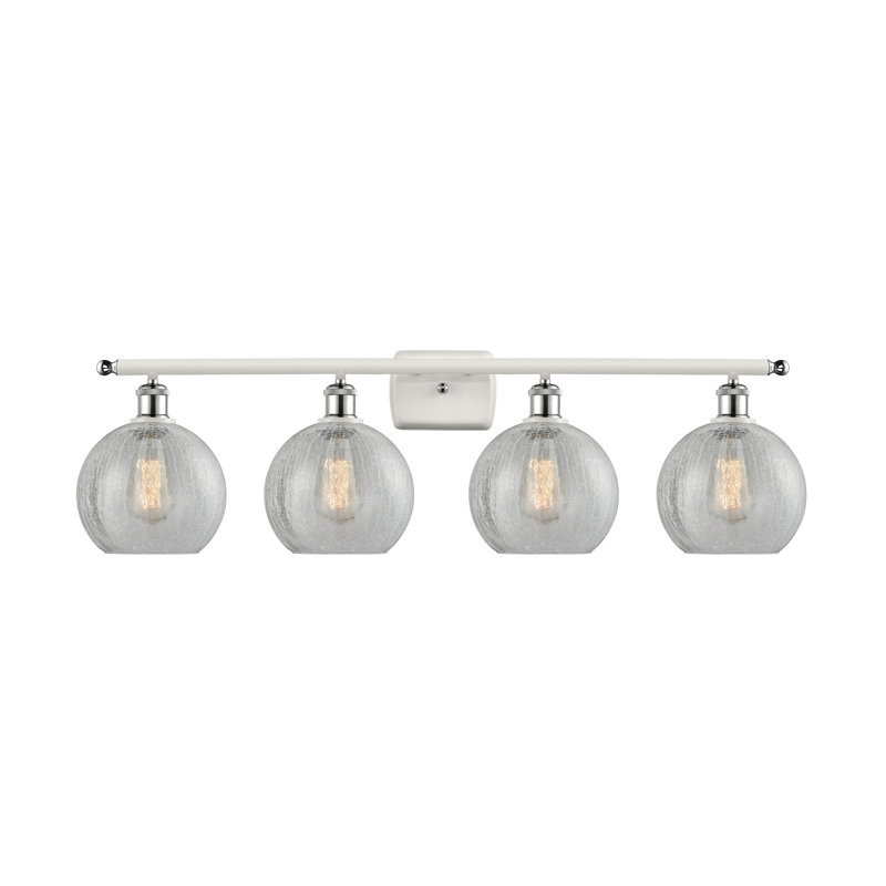 Éclairage de salle de bain à intensité variable 4 lumières Baptista, Ampoule DEL 6 watts Vinage, Boîtier blanc mat