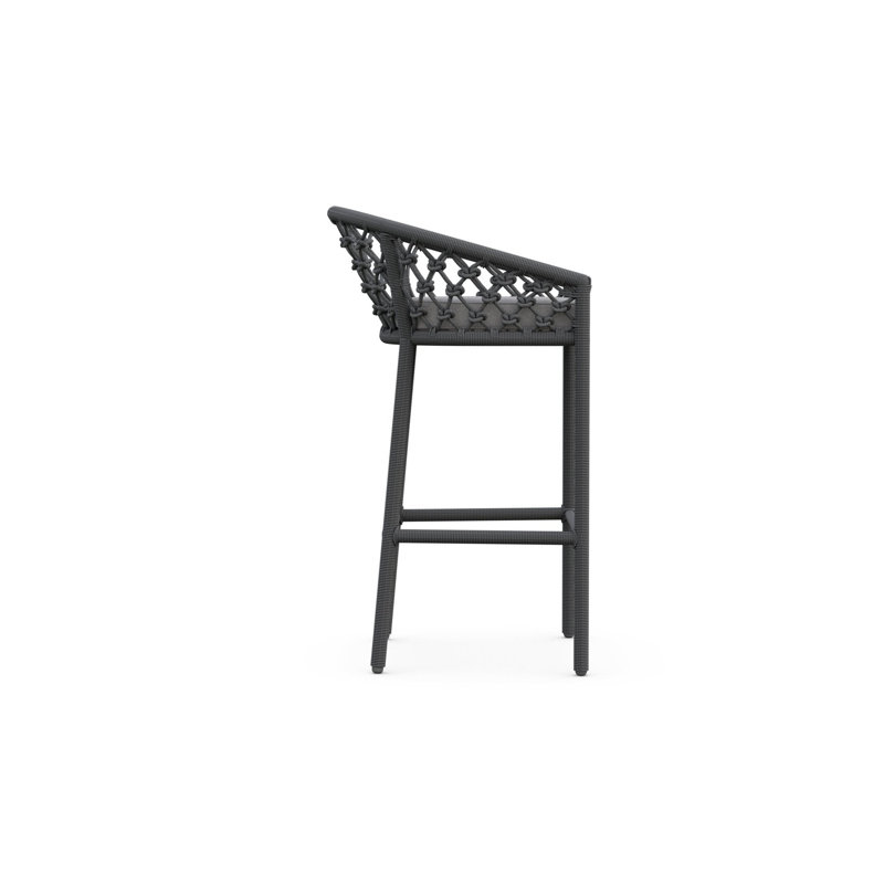 Amelia Patio Bar Stool with Cushion, Charcoal, 28.35" H