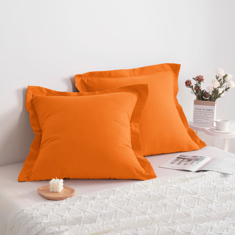 Bed Pillow Shams, 1800 Brushed Microfiber Oxford Pillowcases - NTBAY, Orange