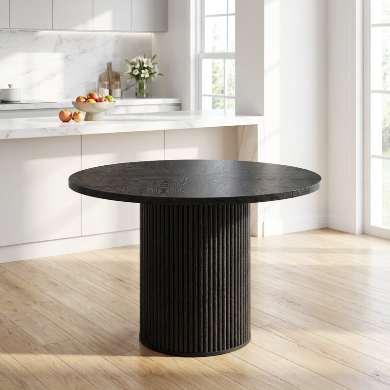 Table de salle à manger circulaire moderne avec conception épissée en diagonale et espace de rangement caché