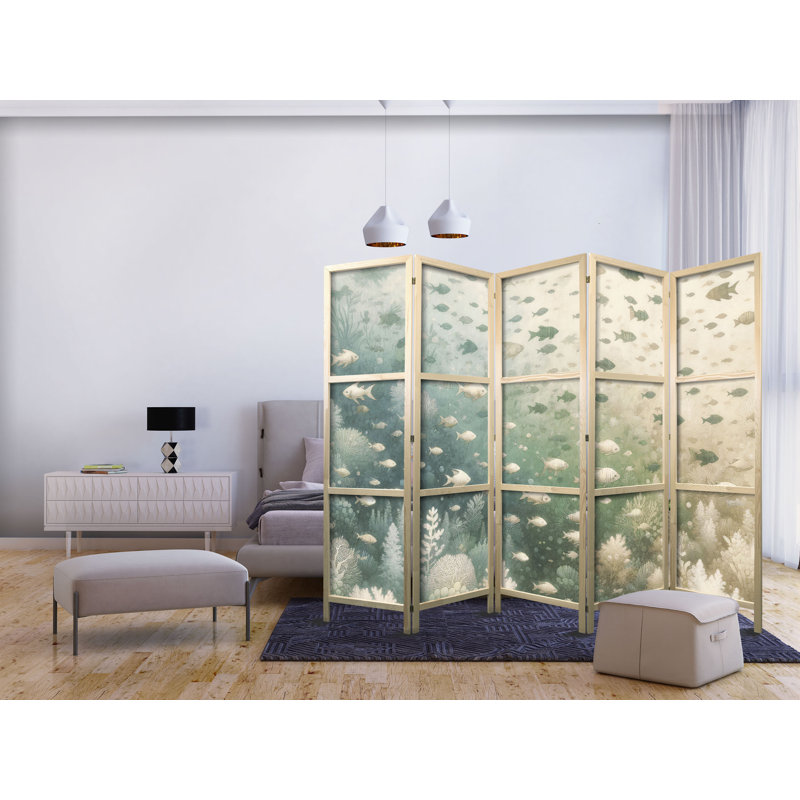 171cm H Solid Wood Folding Room Divider, 171cm H x 225cm W x 1.2cm D