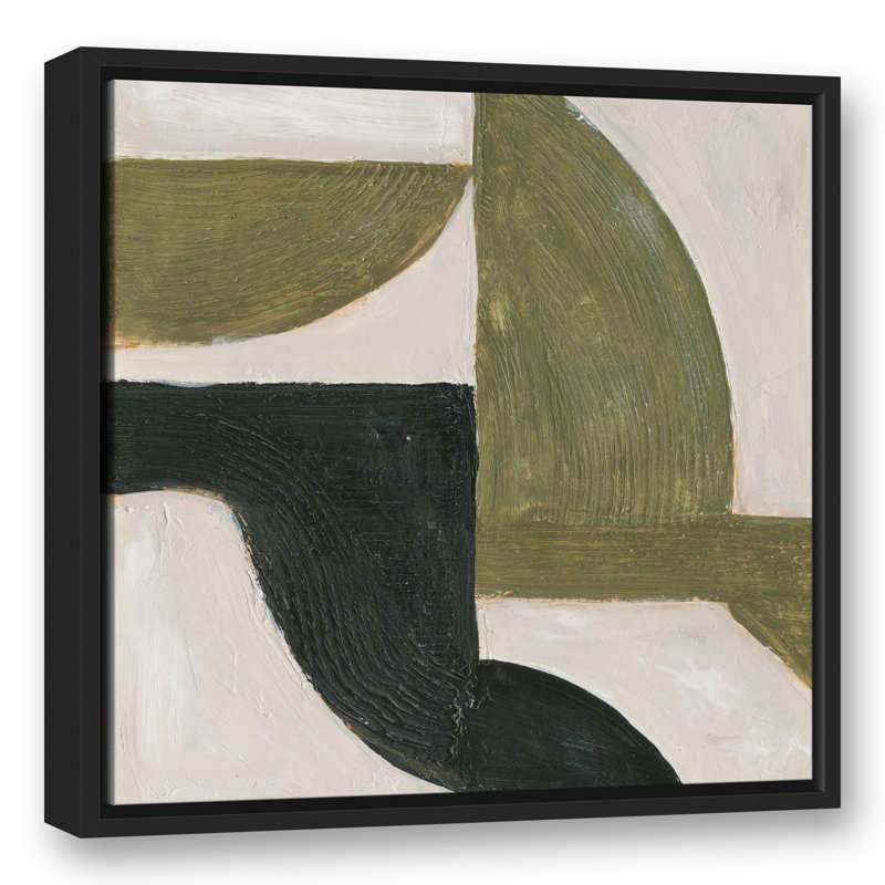 «Abstract Moody Shapes», reproduction de peinture acrylique, Toile avec cadre flottant, H 21,75 po x l 21,75 po, Noir