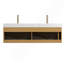 Meuble-lavabo de salle de bain, meuble de rangement flottant en contreplaqué à grille mince, tiroir avec capteur de lumière, plateau blanc Carrara et lavabo encastré en céramique-1283428436