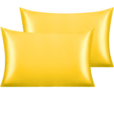 Satin Pillowcases with Envelope Closure, Hair & Skin Friendly Pillow Covers, 2 Pack
