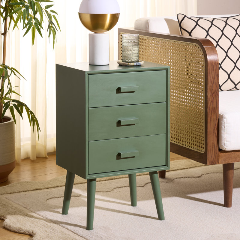Commode à 3 tiroirs Dannel, Vieux vert