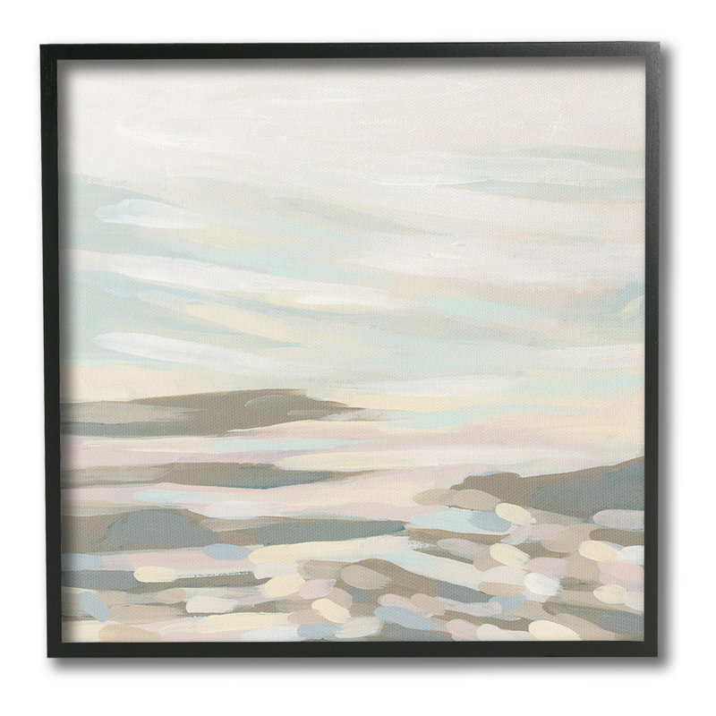 Abstract Pastel Landscape Canvas Art in Black Frame, 17 x 17