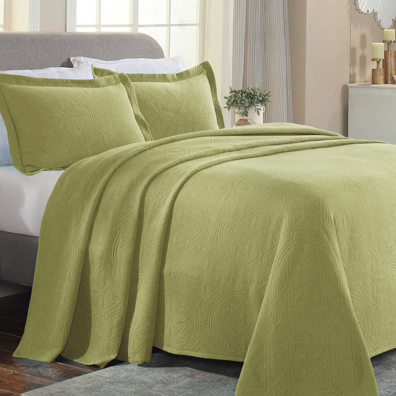 Ensemble de couvre-lit matelassé en jacquard matelassé 100% coton Écosse, Couvre-lit simple et 1 taie décorative