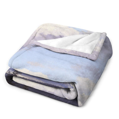 Serene Mountain Land Luxury Flannel Throw Blanket, Soft Warm Fuzzy Blanket for Living Room Sofa Bed Home Decor