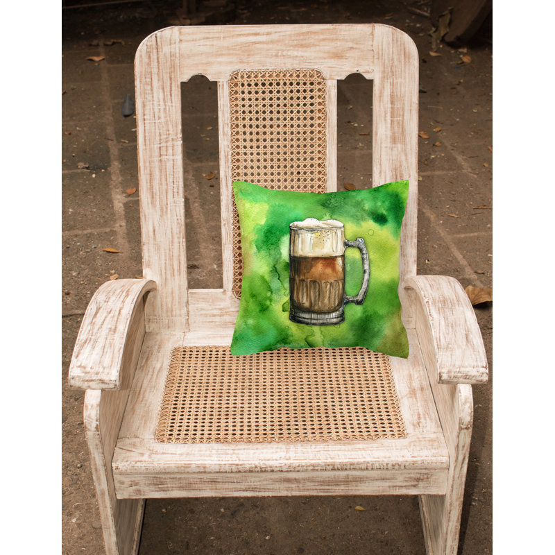 Coussin décoratif intérieur/extérieur à tasse à bière, 14 po x 14 po