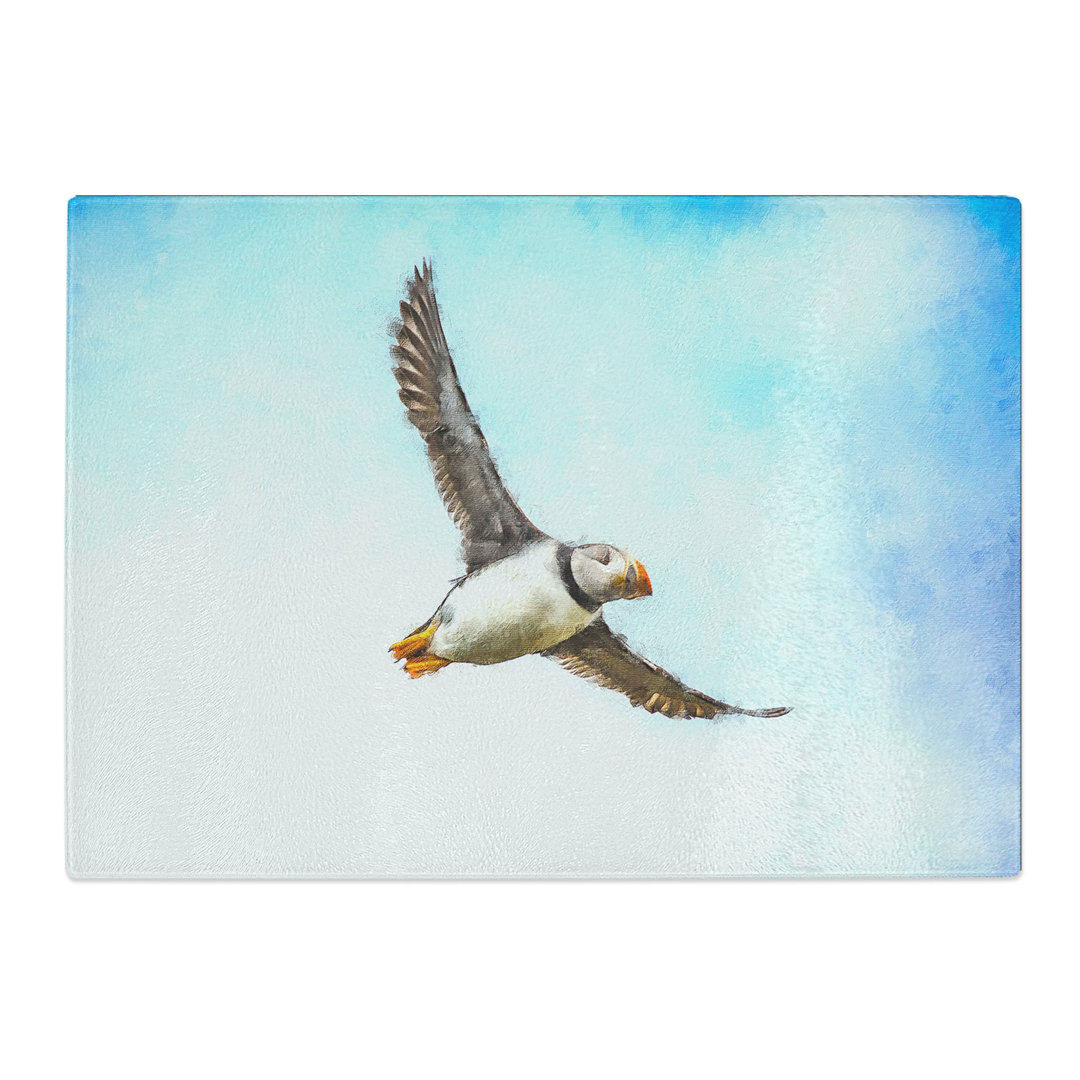 Tempered Glass Flying Atlantic Puffin Bird Chopping Board