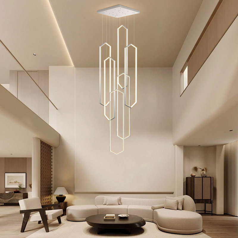Lustre linéaire à intensité variable 6 lumières Glam, 12960 lumens, H 138 po x l 23,6 po x P 23,6 po, 162 W