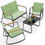 Ensemble de conversation extérieur à bascule 4 pièces avec causeuse, accoudoirs en bois et table basse-2066176533