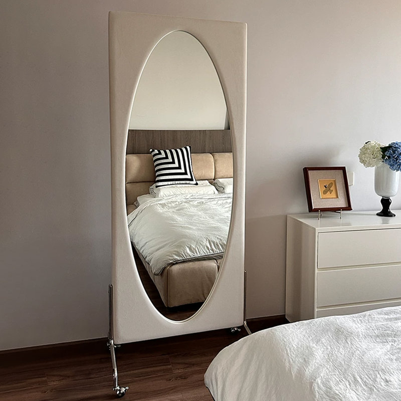 Rectangle Stainless Steel+Manufactured Wood Full Length Mirrors