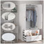 Armoire-penderie Armoire, rangement en tissu en bois avec 2 tiroirs de rangement et tiges de suspension amovibles, blanc
