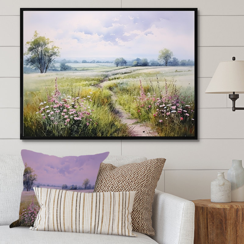 «Meadow Scenery Minimalisme Serenity II», reproduction d'art sur toile encadrée, H 24 po x l 32 po x P 1 po