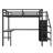 Twin XL Metal Loft Bed with L-Shaped Desk, USB, Wardrobe, Adjustable Shelf & LED Light, Black Space-Saving Bed-1888385672