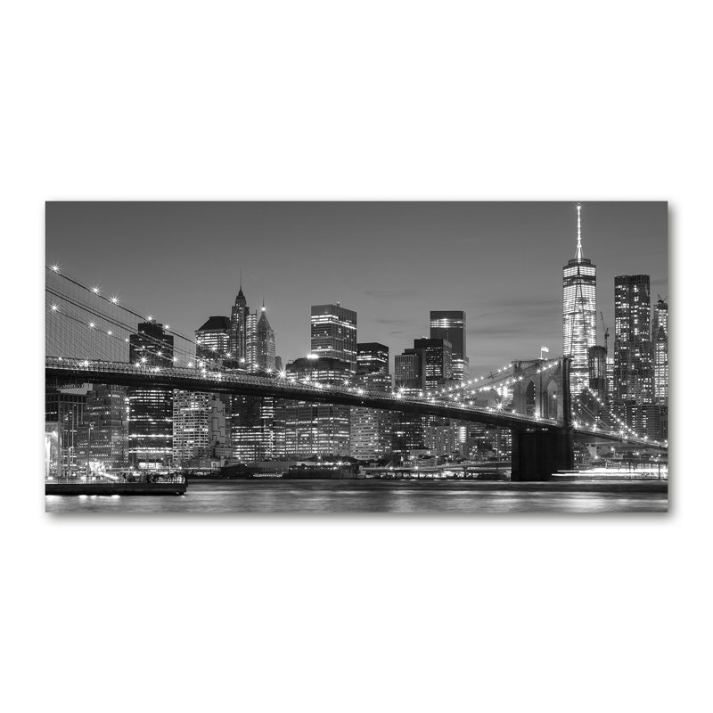 Manhattan By Night - Wrapped Canvas Print