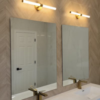 Everly Quinn Huffine 1-Light LED Gold Vanity Light Bathroom Light Mirror  Front Lights Vanity Light Strip & Reviews
