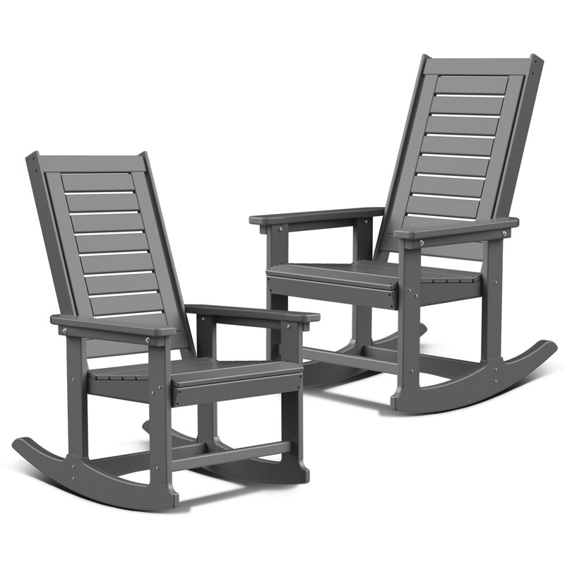 Chaise berçante d'extérieur en PEHD, Gris