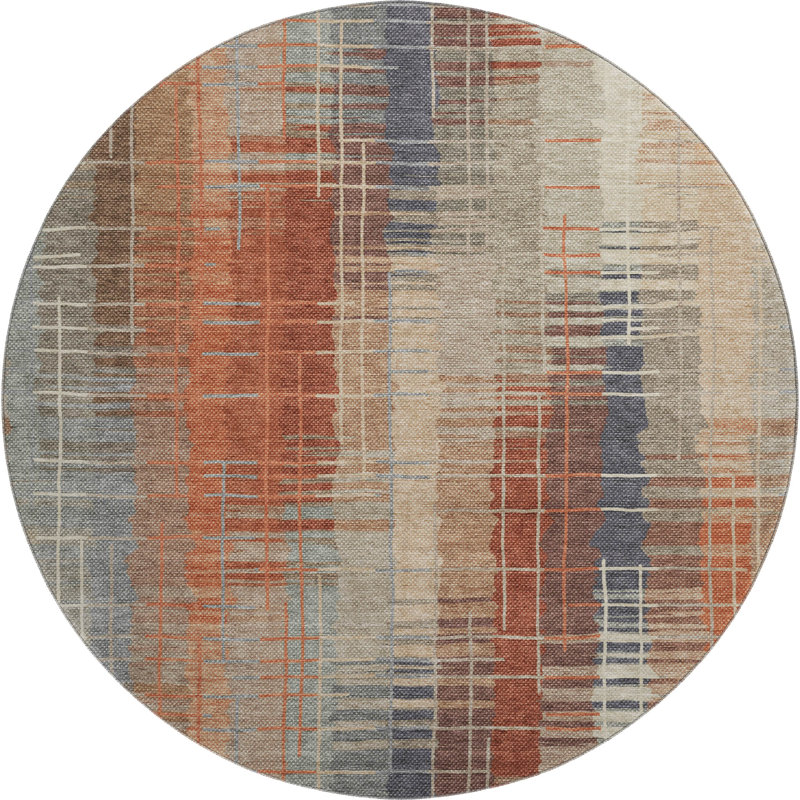 Premium Machine Washable Mayfield AMF2261 Striped Rug, 8' Round, Khaki