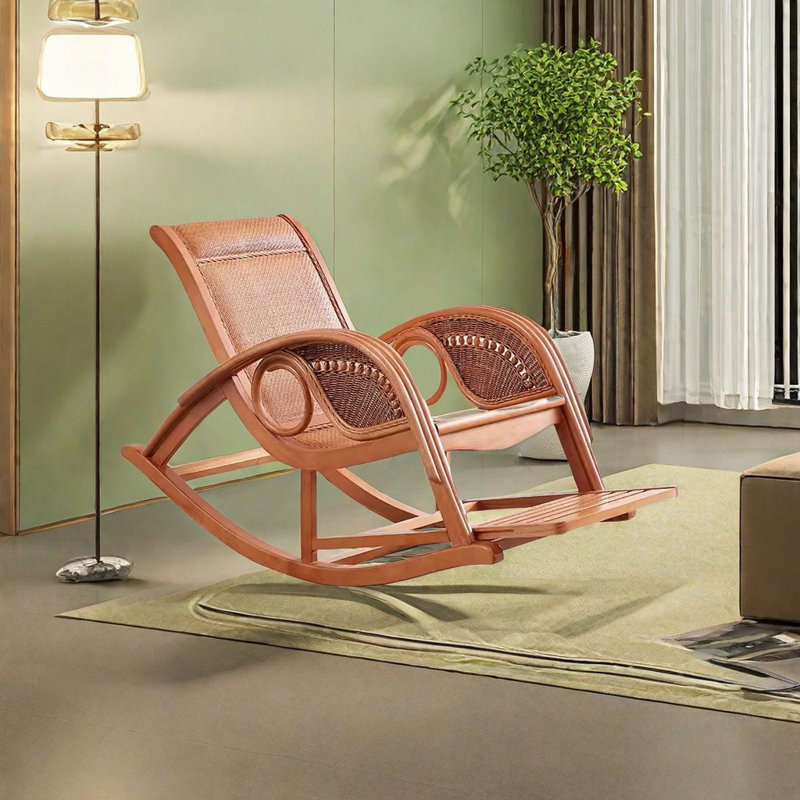 Chaise berçante en rotin rétro