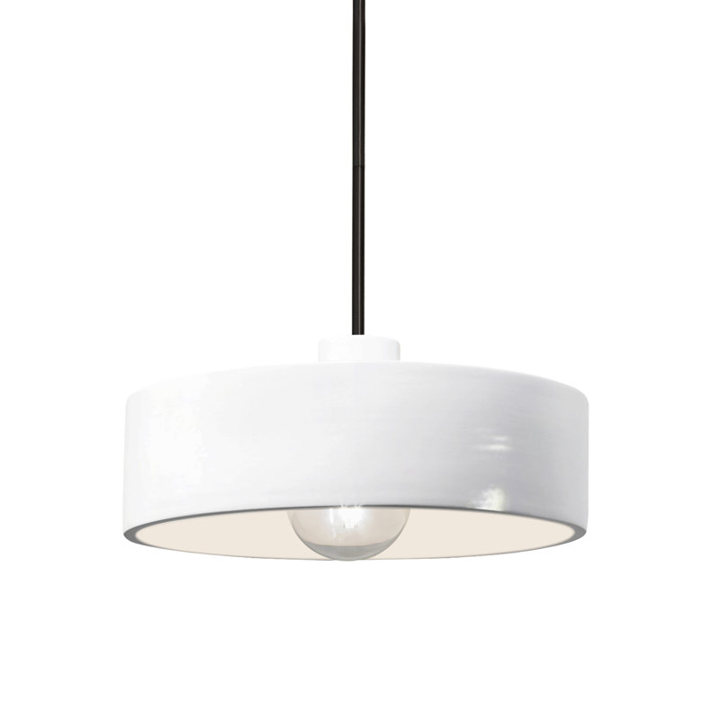 Riverside 1 - Light Drum Pendant, Matte Black, Gloss White