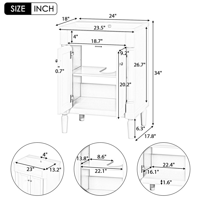 Ensemble de meuble-lavabo simple 24,01 po avec plateau Albreda