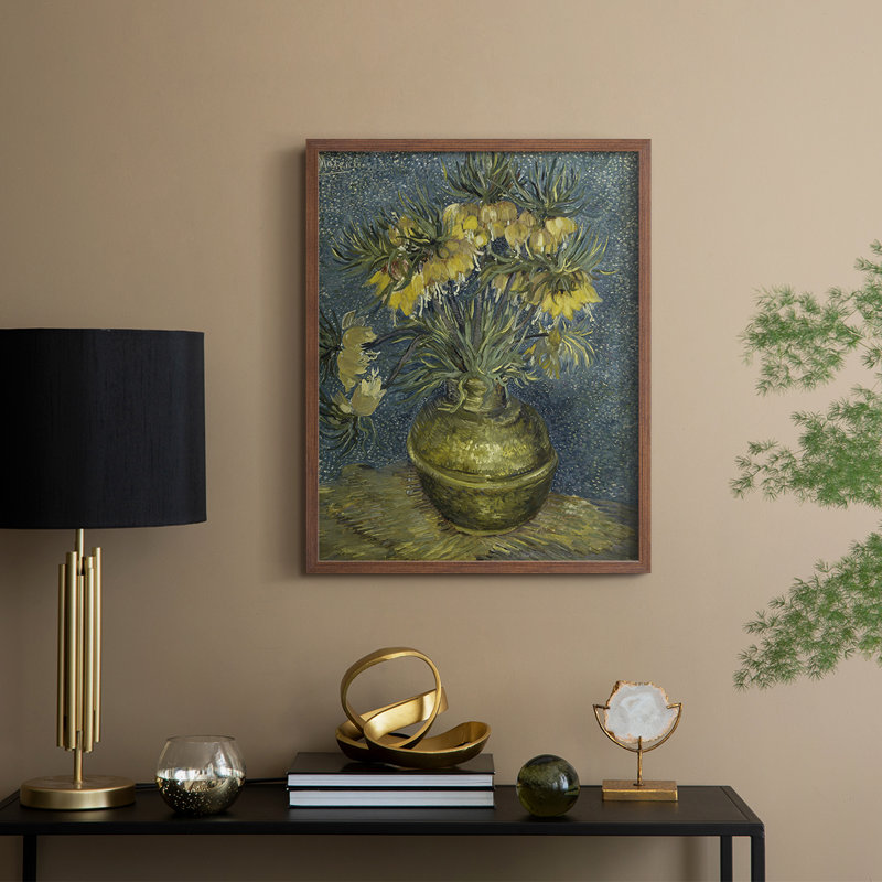 «Vintage Floral Print», impression encadrée CCLI - bois massif, H 30 po x l 24 po, Noyer