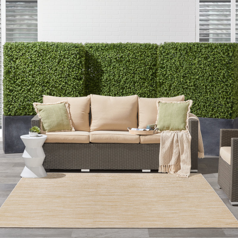 Nourison Essentials Ivory/Gold Indoor/Outdoor Area Rug, Square 9'