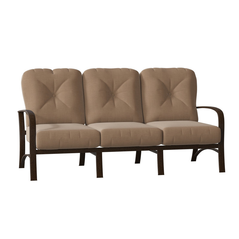 Canapé de patio Fremont, Brun châtaigne, Toile Sunbrella® beige chiné