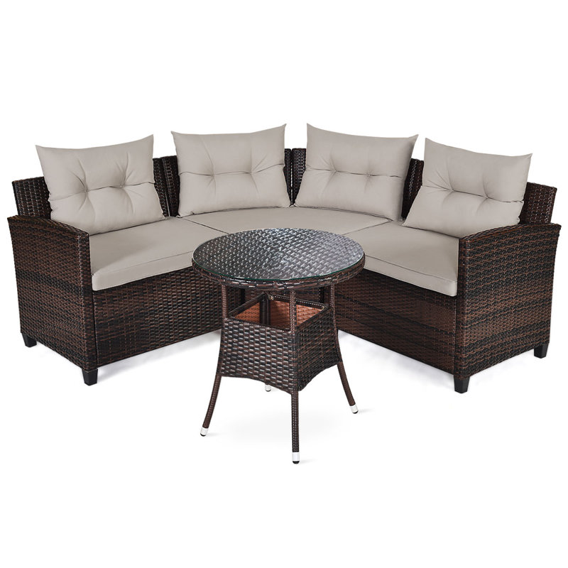 Slaveyka 4 - Person Patio Conversation Sets with Cushions