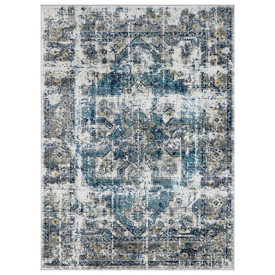 Boho Vintage Floral Ivory 8x10 Area Rug